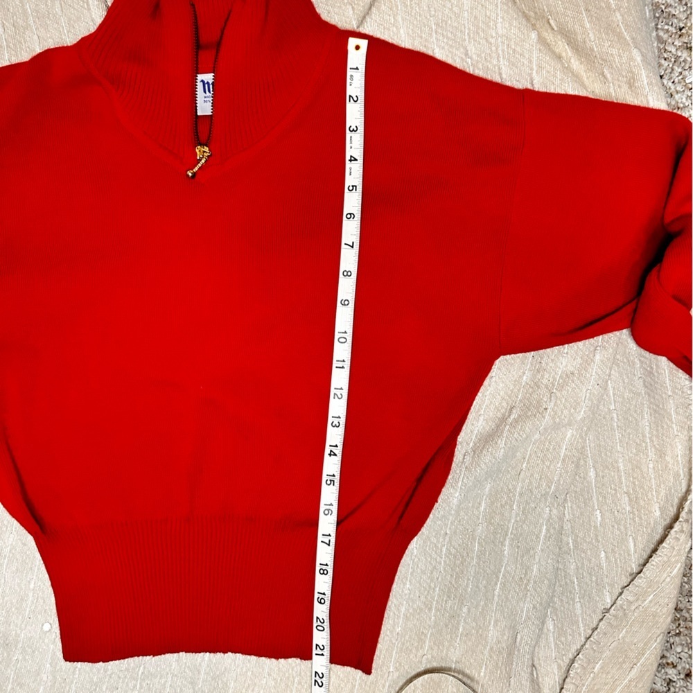 MEISTER Red Quarter Zip Wool Top Red size small - Picture 3 of 9